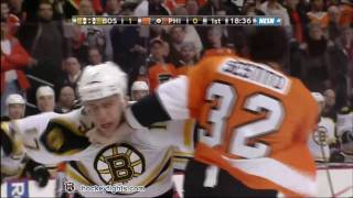 Milan Lucic vs Tom Sestito Jan 22 2012 [upl. by Latsirc117]