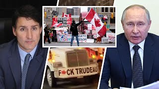 Trudeau Russia was behind 2022 convoy and now funds Tucker Carlson Jordan Peterson [upl. by Nnanerak]