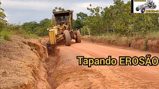 Erosão na estrada Motoniveladora Caterpillar 120K Grader niveleuse motoconformadora patrola [upl. by Maller301]