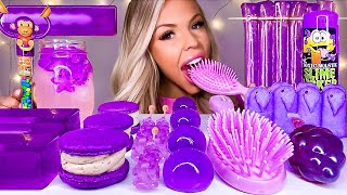 ASMR EDIBLE SLIME HAIR BRUSH TIK TOK FRUIT JELLY JELLO POPSICLE PURPLE FOOD CANDY MUKBANG 먹방 [upl. by Weir357]