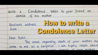 Condolence Letter Writing  Write a sympathy letter to friend  Space For Creativity [upl. by Michael]