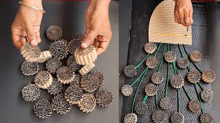 Amazing Home Decoration craft ideas  Waste cardboard using flower wall decor ideas  DIY Room decor [upl. by Zetra]