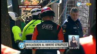 Visión 7  Rescatan obrero atrapado por derrumbe en Constitución 2 de 3 [upl. by Chilson]