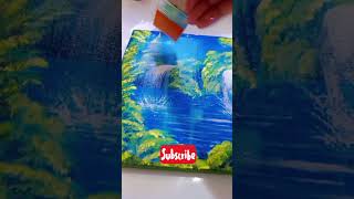 How to apply varnish acrylic paints small canvasmoonlight painting night view water reflect [upl. by Gaeta]