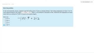 The boiling temperature of water T in F can be approximated by the model T  183a  212 [upl. by Odoric85]