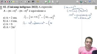 Unicamp indígenas 2022 A expressão Amn2  mn2 é equivalente [upl. by Wiatt]