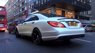 LOUD Mercedes CLS 63 AMG in London w VOSSEN RIMS Pure V8 Sounds and WHEELSPIN [upl. by Tresa]