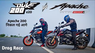 KTM Duke 200 Vs Apache RTR 200 4V  Drag Race [upl. by Azeel]