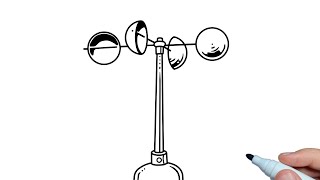 How to draw Anemometer step by step [upl. by Idnahs]