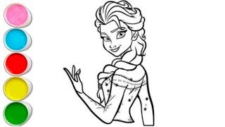 How to Draw A Cute Elsa Frozen From Disney Frozen Drawing for kids  Lets Draw Together [upl. by Lawler431]