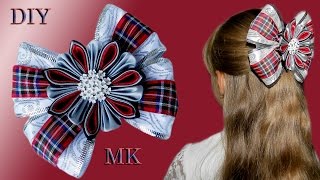 DIY Школьная ЗАКОЛКААВТОМАТ Канзаши  School hair pin Kanzashi [upl. by Petta]