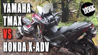 Yamaha TMAX vs Honda XADV Review  Visordown road test [upl. by Gamin]