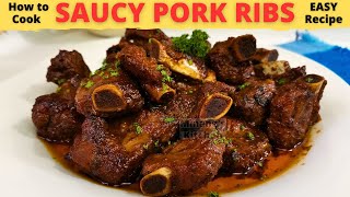 DELICIOUS SAUCY PORK RIBS  Pork Ribs RECIPE  SAUCE Pa Lang ULAM NA  EASY Pork Ribs Recipe [upl. by Hillel]