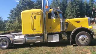 3408 CAT V8 long hood 359 peterbilt with straight pipes running walk around [upl. by Ladew]