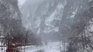 Enjoying snowing scene at Sounkyo gorge Hokkaido Japan [upl. by Aynnat]