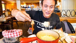 Swiss Food Tour  CHEESE FONDUE and Jumbo Cordon Bleu in Zurich Switzerland [upl. by Edrock]