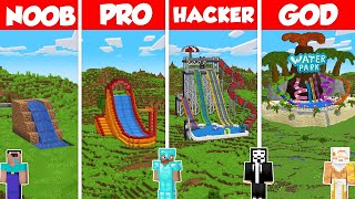 Water Slide Aqua Park Build Battle Challenge  Noob vs Pro vs Hacker vs God  Minecraft Animation [upl. by Walther]