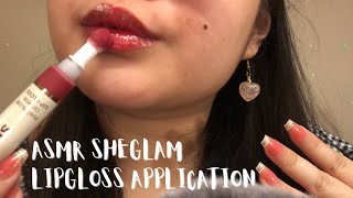 ASMR SHEGLAM LIPGLOSS application  pout pillow cushion lipgloss mouth sounds shein haul asmr [upl. by Eelek169]