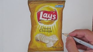 Realistic Lays Chips Bag Speed Drawing [upl. by Atteynad]