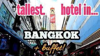 Staying at the TALLEST hotel in BANGKOK  Baiyoke sky hotel  rooftop buffet [upl. by Podvin]