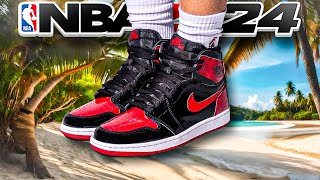 HOW TO MAKE Air Jordan 1 High OG “Patent Bred” In NBA 2K24 Shoe Creator [upl. by Adnilav]