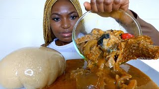 Cook And Eat With Me Ogbono soup with fufu Asmr Mukbang Nigerian food [upl. by Aynahs]