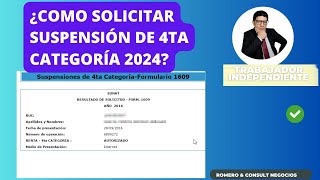 ¿Cómo realizar la suspensión de 4ta Categoría 2024 Paso a paso [upl. by Naved747]