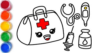 Draw and Color a Doctors Bag with Accessories [upl. by Feldstein]