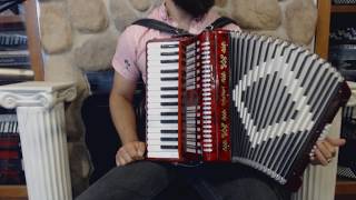 3477  Red SofiaMari Piano Accordion MM 37 32 299 [upl. by Enid830]