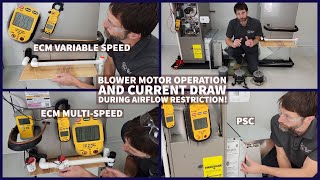 HVAC Blower Motor Operation and Current Draw during Airflow Restriction ECM vs PSC [upl. by Anitsyrhk]