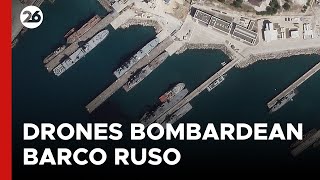 GUERRA RUSIA  UCRANIA  Drones ucranianos bombardearon barco ruso en el mar Negro [upl. by Eilasor]