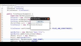 JFileChooser example in Java GUI Swing [upl. by Enilrahc837]