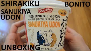 Unboxing Shirakiku Brand Sanukiya Udon Bonito Fresh Japanese Style Udon Bowl [upl. by Ezechiel109]