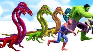 Colors Spiderman Superheroes Run Away Monster Three Head  Learn Colors Video For KIDS Toddler [upl. by Richman]