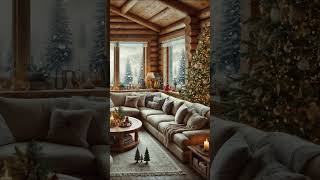 Christmas Ambience 🎄  Winter Fireplace Burning  Falling Snow  Fire Crackling  Christmas Music [upl. by Nolaf]