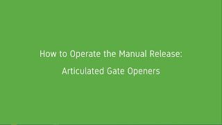 How to operate your Merlin swing gate opener Articulated A200 manually [upl. by Wolford398]