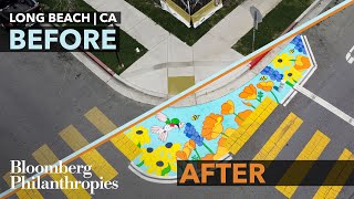 Check Out This Asphalt Art Installation in Long Beach CA  Bloomberg Philanthropies [upl. by Tehcac]