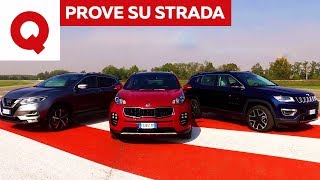 Jeep Compass VS Kia Sportage VS Nissan Qashqai la sfida globale  Quattroruote [upl. by Psyche]