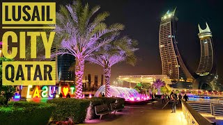 Lusail city Qatar  Lusail Marina Night view HD lusail qatar2022 [upl. by Nosidam381]