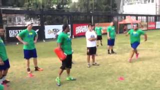 Marshawn Lynch brings Beast Mode to afwbcamps player in Brazil [upl. by Ahcrop]