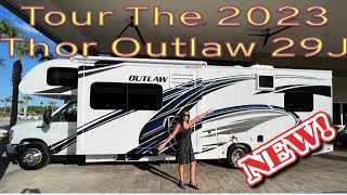 Tour the NEW 2023 Thor Outlaw 29J CClass Toy Hauler RV [upl. by Atterual]