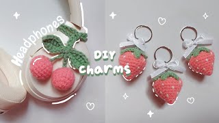 ♡ Crochet Cherry amp Strawberry KeychainsCharms Tutorial  Fast amp Easy ♡ [upl. by Crowns]