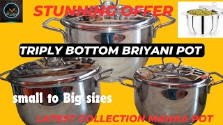 home Best quality cooking vesselsMahaa Triply bottom potkitchen Multi purpose usage 9659119045 [upl. by Ahsim]