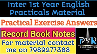 Inter 1st Year English Practicals Material  Record Book Notes [upl. by Leumhs]