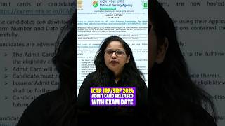 ICAR JRFSRF 2024 Admit card Released with Exam Date icar shorts viral pw [upl. by Smallman352]