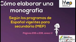 Cómo elaborar una monografía en secundaria MEP [upl. by Denna]