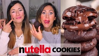 BISCOTTI ALLA NUTELLA Light  Homemade Nutella Cookies  Carlitadolce [upl. by Refinaj]