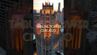 TRIBUNE TOWER CHICAGO  CINEMATIC 4K DRONE  CHICAGO RIVERWALK  MAGNIFICENT MILE [upl. by Allit720]