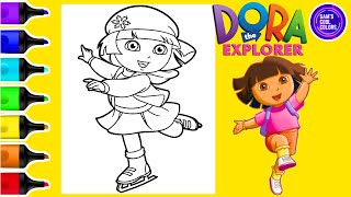 Coloring Dora Ice Skating Coloring Pages  Dora Coloring Book Art [upl. by Bathelda677]