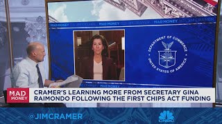 Sec of Commerce Gina Raimondo goes oneonone with Jim Cramer [upl. by Aciraa]